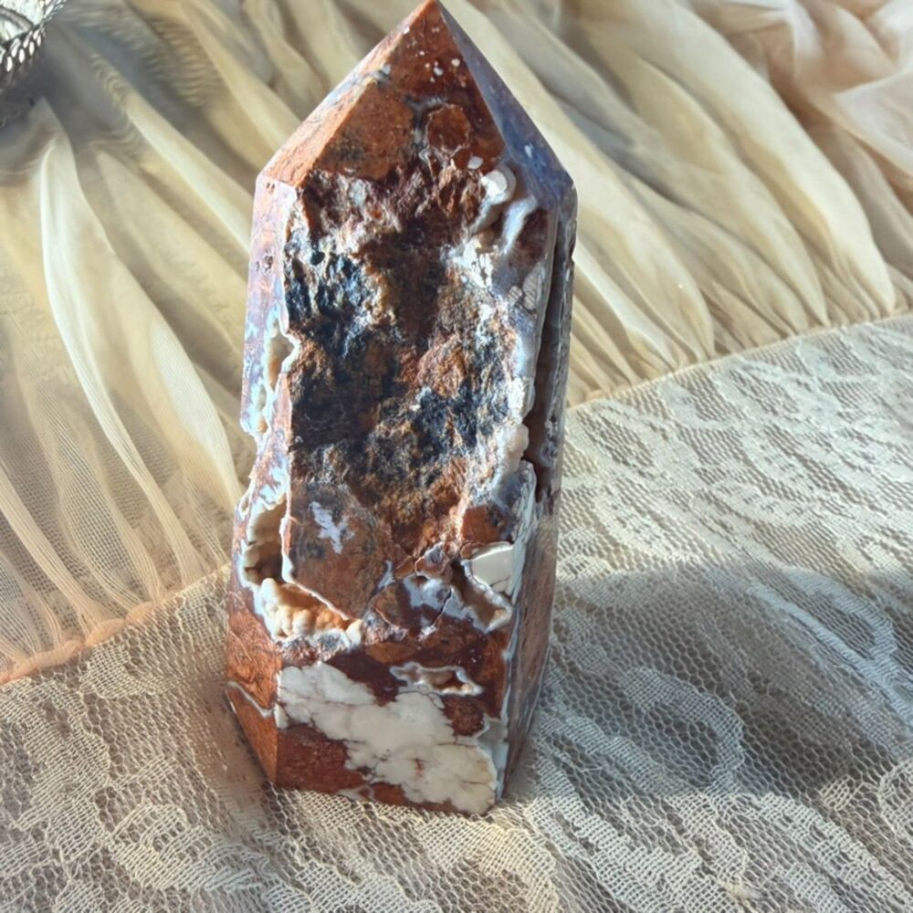 Large Chocolate Jasper Druzy Crystal Point Tower
